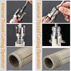 3PCS PVC Pipe Threading Tool Internal External Plumbers Threader Kit Set