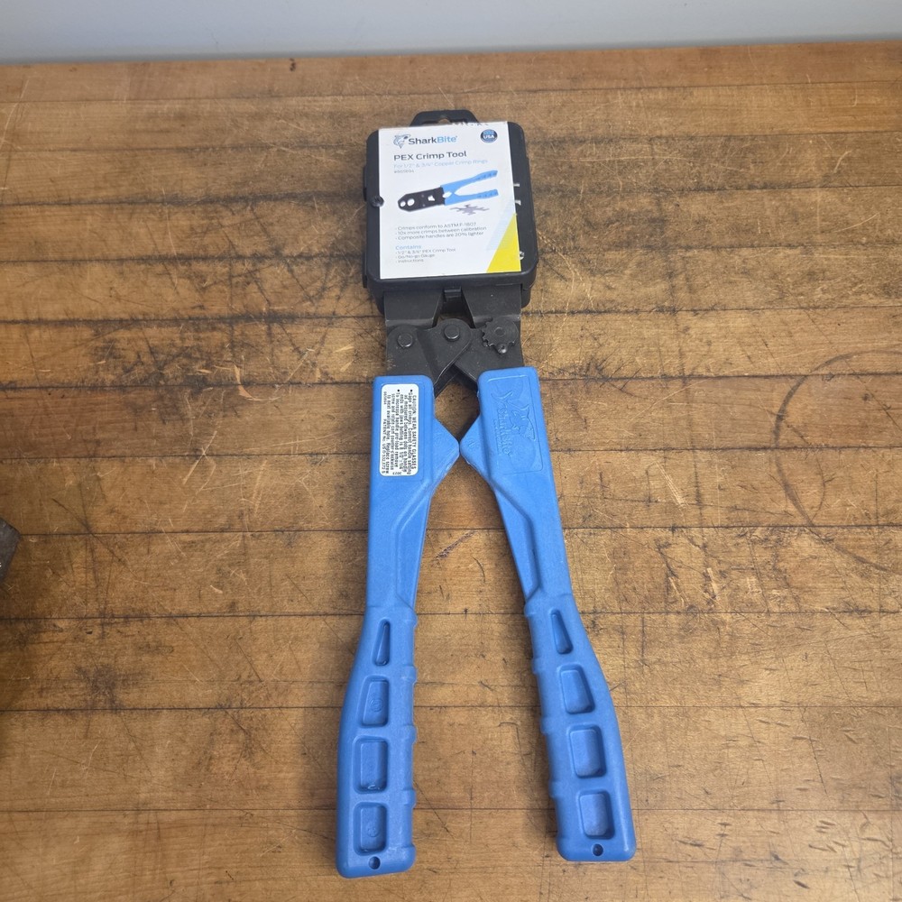 New SharkBite 865894 PEX Crimp Tool 1/2+3/4&Prime; Copper Rings w/ Go/No-Go Gauge
