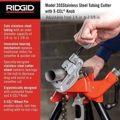 Model 35S 1/4&Prime; to 1-3/8&Prime; Stainless Steel Tubing Cutter with X-CEL Knob, Silver
