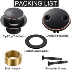 Oil Rubbed Bronze Bathtub Drain Tip-Toe Tub Trim Set with