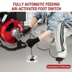 100 ft x 1/2 in Drain Cleaner Machine 250W Portable Sewer Snake Auger Feed Auto