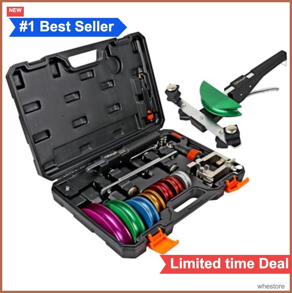 Ratcheting Tube Bender Kit 1/4 to 7/8 Inch 7 Aluminum Heads Forward Reverse
