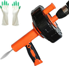 Drainsoon Auto Feed Drain Auger with Drill Adapter, 33 Feet Drain Snake Hair Clo