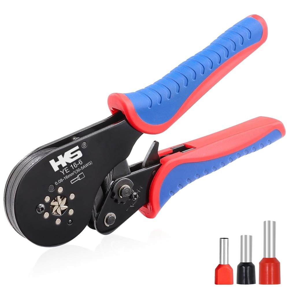 HKS Ferrule Crimping Tool AWG 30-5, Hexagonal Self-Adjusting Ratchet Crimper &hellip;