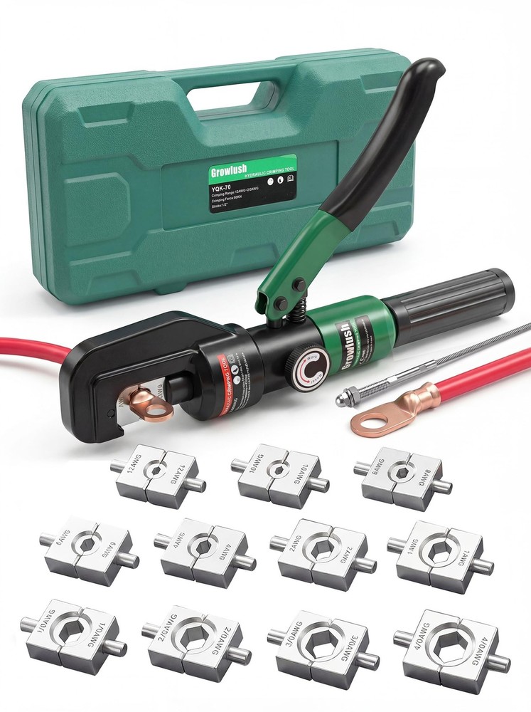 Hydraulic Cable Crimping Tool, Battery Cable Terminal Crimper 12 AWG&ndash;4/0 A