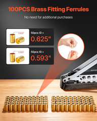 Heavy Duty Ferrule Hose Crimper, Standard Bench Hose Crimping Tool with 100Pcs F