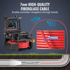 Sewer Camera, 165 Ft/50M, Self-Leveling Drain Camera with 10.1&Prime; Touchscreen, 512