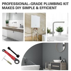 6-Piece Plumbing Tool Set &ndash; Angle Stop Wrench, Compression Sleeve Puller, Sandpa