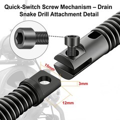 Drain Snake Drill Attachment, 9-Piece Root Cutter for Cleaning, Black