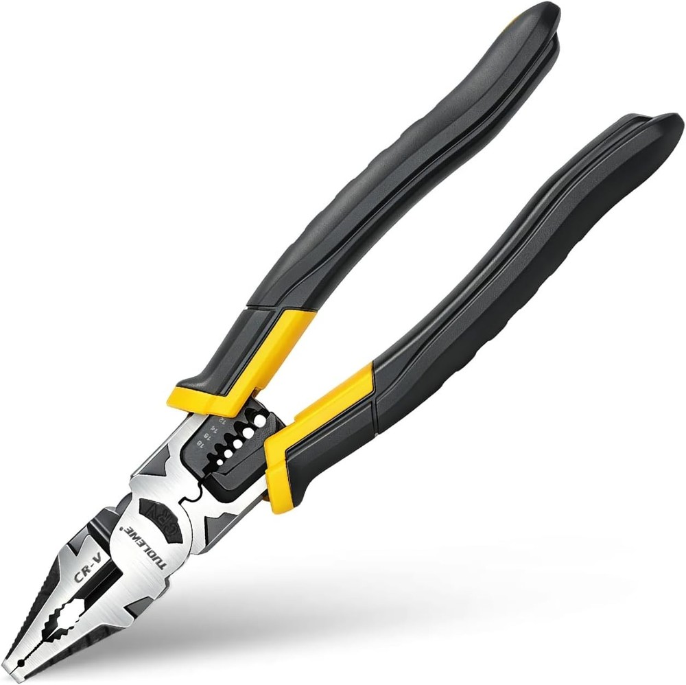 6-in-1 Combination Pliers 9-Inch Linesman CR-V Steel Wire Cutter for Electrician