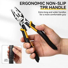 6-in-1 Combination Pliers 9-Inch Linesman CR-V Steel Wire Cutter for Electrician