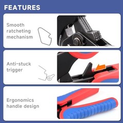 HKS Ferrule Crimping Tool AWG 30-5, Hexagonal Self-Adjusting Ratchet Crimper &hellip;