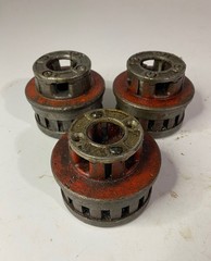 Lot of THREE (3) RIDGID 3/4&Prime; & 1/2&Prime; Die-Head Pipe Threaders (USED) 12R