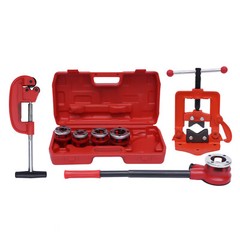 Ratchet Pipe Threader Kit Ratcheting Set w/ 5 Dies 3/8&rdquo; to 1-1/4&rdquo;& Handle BSPT