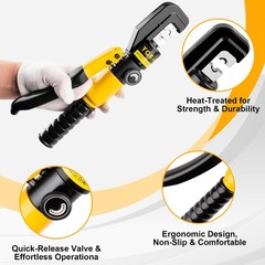 Hydraulic Crimping Tool With 9 Pairs Of Dies, 12 To 2/0 Awg, Yellow
