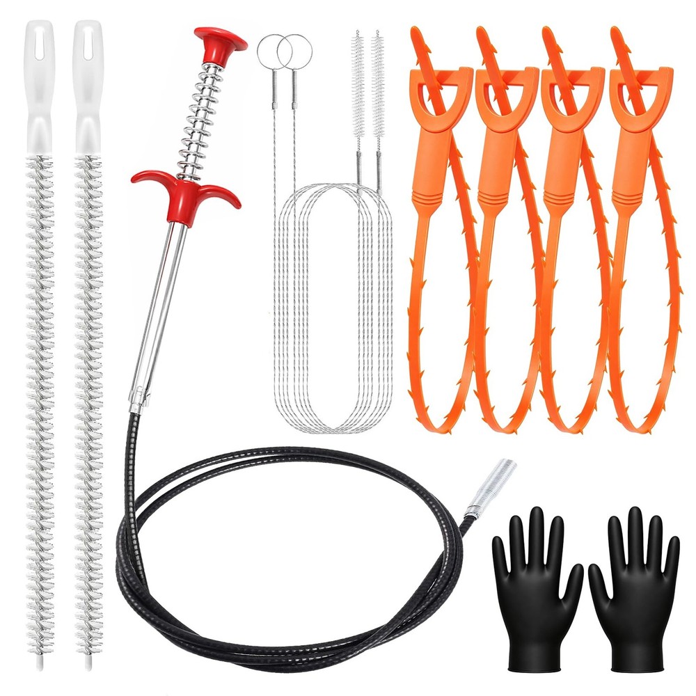 10PCS Drain Snake Kit, 63&Prime; Heavy Duty Plumbing Auger, 60&Prime; Sink Snake Brush, 2&hellip;