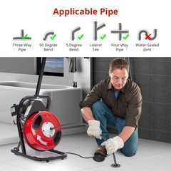 Towallmark Drain Cleaner Machine Electric Drain Auger 50FT x 1/2 In Drain Auger