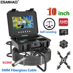 50M Sewer Pipe Inspection Camera with 512Hz Sonde Self-leveling 10&Prime; Monitor DVR