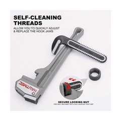 HAUTMEC 14 Inch Aluminum Straight Pipe Wrench, Adjustable Plumbing Wrench, 2&Prime;&hellip;