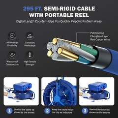 9 Inch Self-Leveling Sewer Camera 30m/98ft Pipe Inspection Camera 12 LED Lights