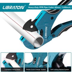 Heavy Duty PVC Pipe Cutter Ratcheting Plastic Tube Cutter 1 5/8 Inch PEX PPR Hos