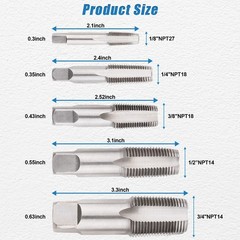 5-Piece NPT Pipe Tap Set, and Die Set with 1/8&Prime;, 1/4&Prime;, 3/8&Prime;, Orange