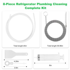 8 PCS Refrigerator Drain Cleaning Tool &ndash; Fridge Water Line Cleaner Kit with Long