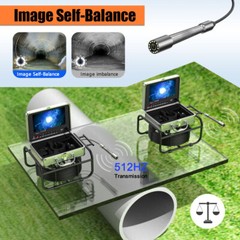 50M Sewer Camera Pipe Inspection Camera 512HZ Self Leveling Endoscope 9&Prime; DVR
