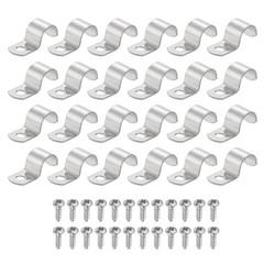 24Pcs 14mm(9/16&Prime;) One Hole Rigid Pipe Strap with Screws, Silver