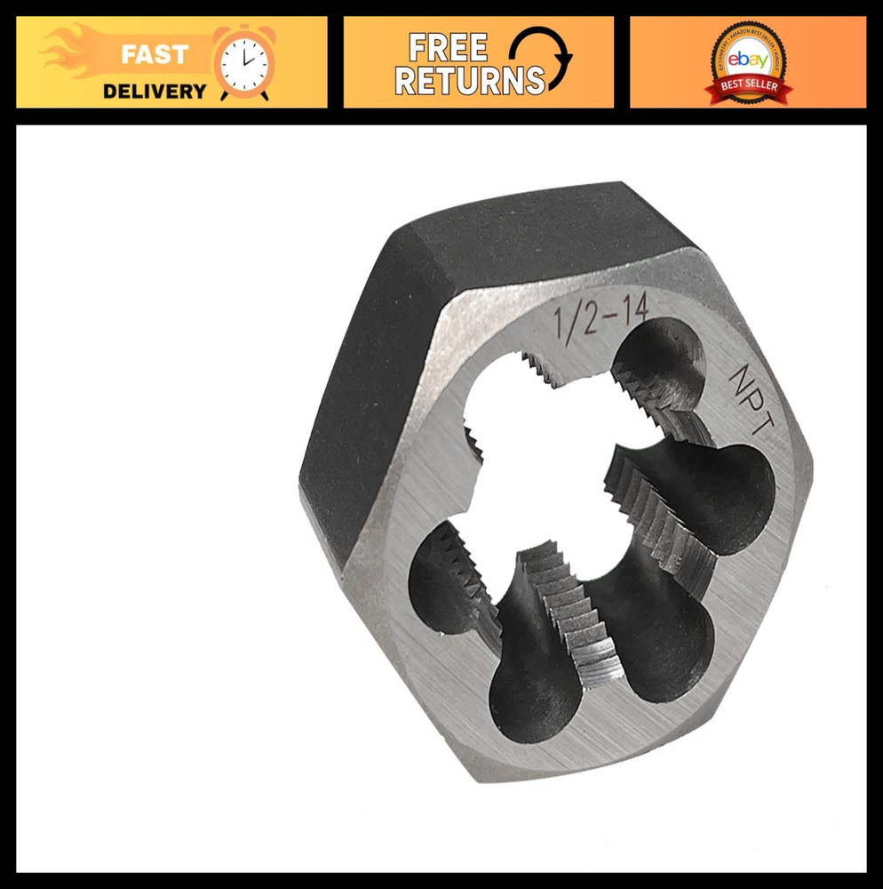1/2-14 NPT Pipe Hex Die &ndash; Carbon Steel Rethreading Tool for Precision Repairs