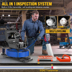 150Ft Sewer Inspection Camera with 9&Prime; HD Monitor, DVR & 512Hz Sonde