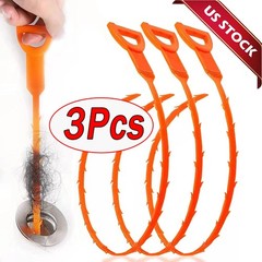 3 Pcs Drain Hair Cather 20 Inch Drain Snake Shower Drain Hair Trap Clog Remover