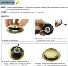 Tip-Toe Bathtub Drain Kit with Two-Hole Overflow Standard, Brushed Gold