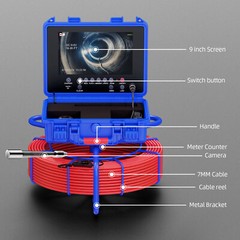 9inch Sewer Camera 50m/164ft Pipe Inspection Camera w/ 512hz Self-leveling 720p
