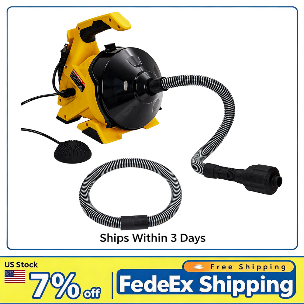 30FT Auto Feed Drain Cleaner Machine, Electric Drain Auger for 3/4-2 Inch Pipes
