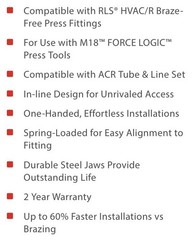 New! Milwaukee 1/4-1-1/8inch RLS ACR Press Jaw Kit M18 FORCE LOGIC 49-16-2662R