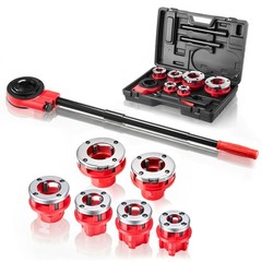 VEVOR Ratchet Pipe Threader Kit Pipes Threader with 6 Dies 1/2&Prime; NPT to 2&Prime; NPT