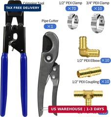 PEX Cinch Clamp Tool Kit, 3/8&Prime; to 1&Prime; PEX Pipe Clamp Cinch Tool with 30 pcs 1/2&Prime;