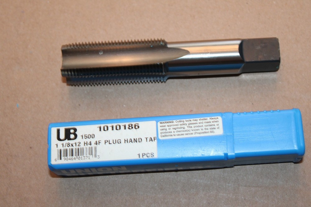 UNION BUTTERFIELD 1010186 HSS PLUG HAND TAP &ndash; H4 F4 &ndash; 1 1/8X12 &ndash; 5 1/2&Prime; &ndash; NEW