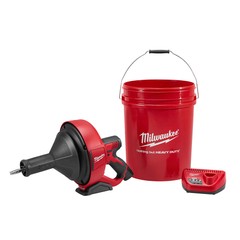 Milwaukee 2571-21 M12 Drain Snake Kit, 5/16&Prime; x 25&prime; Bulb Cable, Storage Bucket