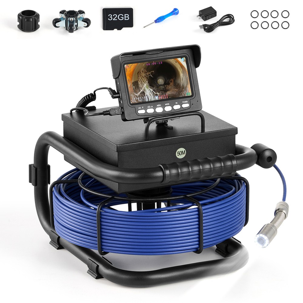 Zelcan 4.3 in. Sewer Camera w 50m/164ft Cable Length Marker Drain Pipe Camera