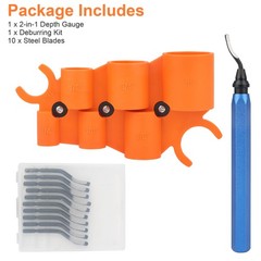 12x 1/4&Prime;-1&Prime; Pipe Depth Gauge Deburring Kit Plumbing Tool for PEX Copper PVC CPVC