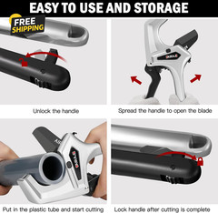 Ratchet PVC Pipe Cutter Heavy Duty,Cuts up to 3 Inches,Cutter with One-Click