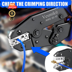 Crimping Tool for Non-Insulated Open Barrel Terminals-AWG AWG 20-10, Blue