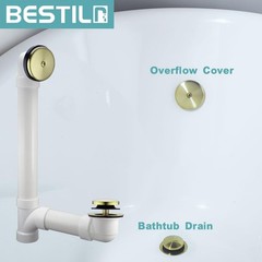 BESTILL Single Hole Bathtub Drain Overflow Plate Kit，Brushed Gold Brushed