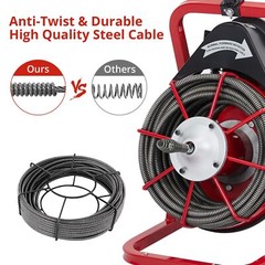 75 FT x 1/2 inch Electric Drain Cleaner Machine Drain Auger Auto Feed With Kits