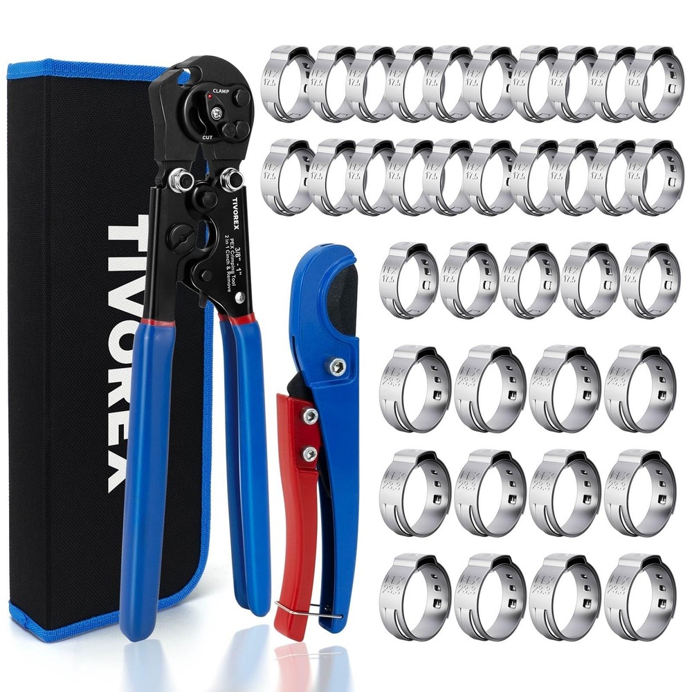 PEX Crimping Tool Kit, 2 in 1 Ratchet Pex Clamp Tool with Cinch & Removal Fun&hellip;