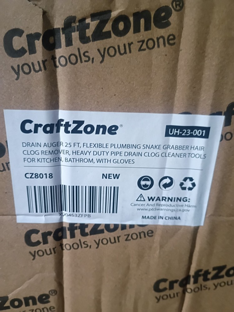 NEW Flexible 25 ft Plumbing Snake Manual or Drill Powered Drain Clog Remover
