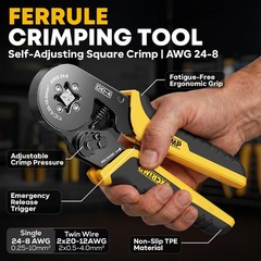 Ferrule Crimping Tool Kit, AWG 24-8 (0.25-10mm&sup2;) Ratchet Crimper, 24 Types Insul