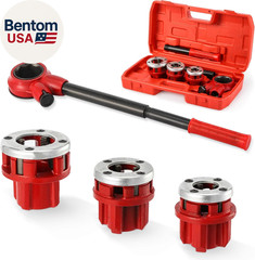 Pipe Threader Ratchet Kit， Manual Ratcheting Pipe Threading Tool Set with 3 NPT